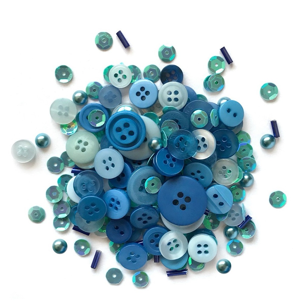 Buttons Galore Lilace Lane Winter Blues Embellishment Bottle